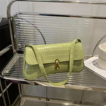 Croc-Texture Shoulder Bag