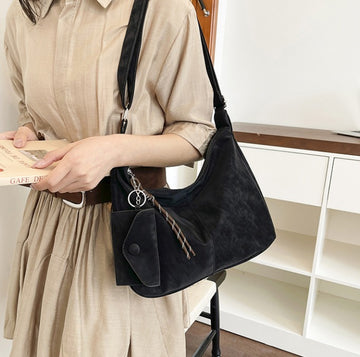 Classic Black Leather Hobo Bag